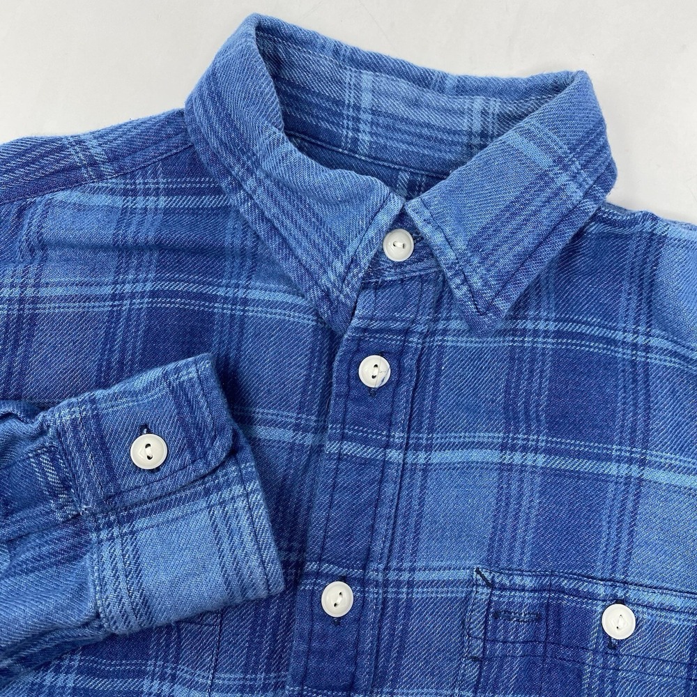 Polo Ralph Lauren Button Down Mens Small Blue Plaid Relaxed Fit Cotton Twill